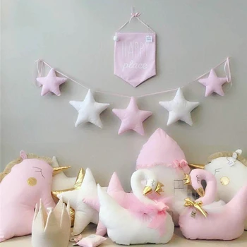

Lovely Star Shape Bed Valance Banner Garland Hanging Bunting Flag Kids Party Decoration Home Decor