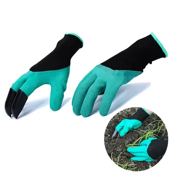 

High quality garden gloves with 4 ABS Plastic Fingertips Claws to Dig and Plant protection hand cleaning gloves garden tools