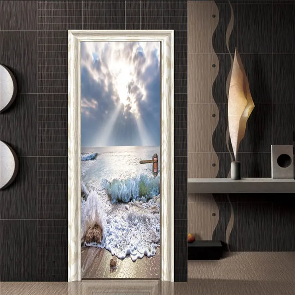77*200 см 3D каменная терраса декорации двери Стикеры ПВХ самоклеющиеся водонепроницаемые двери обои для спальни гостиной дома дизайн - Цвет: ZB101