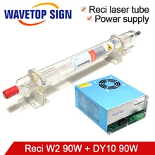 WaveTopSign Reci CO2 лазерная трубка W2 90 Вт+ Reci Лазерный блок питания DY10 90 Вт использовать для CO2 Лазерная гравировальная и режущая машина
