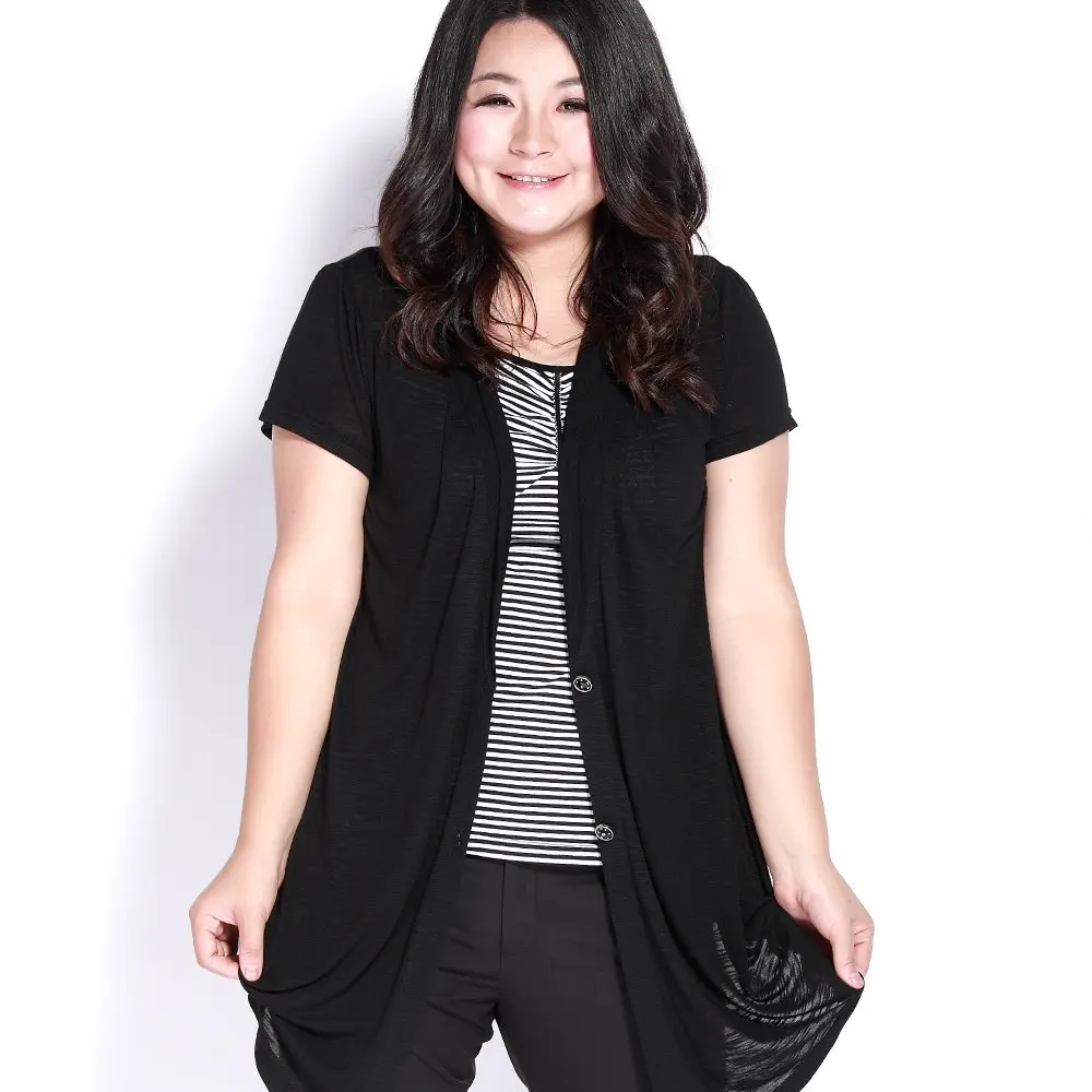 Short sleeve cardigan sweater plus size women