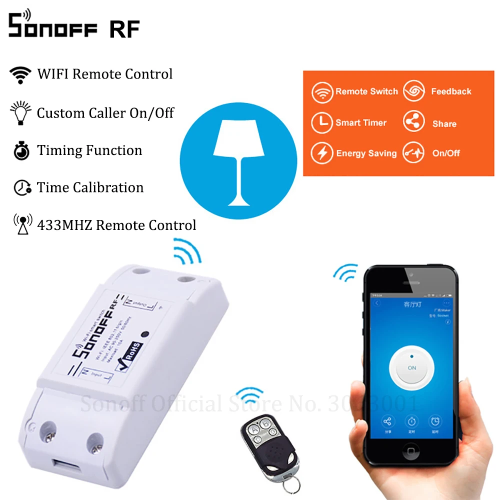 Sonoff rf Wi-Fi Smart Switch прерыватель 433 мГц rf приемник Интеллектуальный удаленного Беспроводной Управление для Умный дом Wi-Fi выключатель света