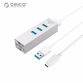 

ORICO ASH3L-U3 Aluminum USB HUB High Speed USB3.0 Splitter with RJ45 Port Gigabit Ethernet Adapter for MAC Notebook