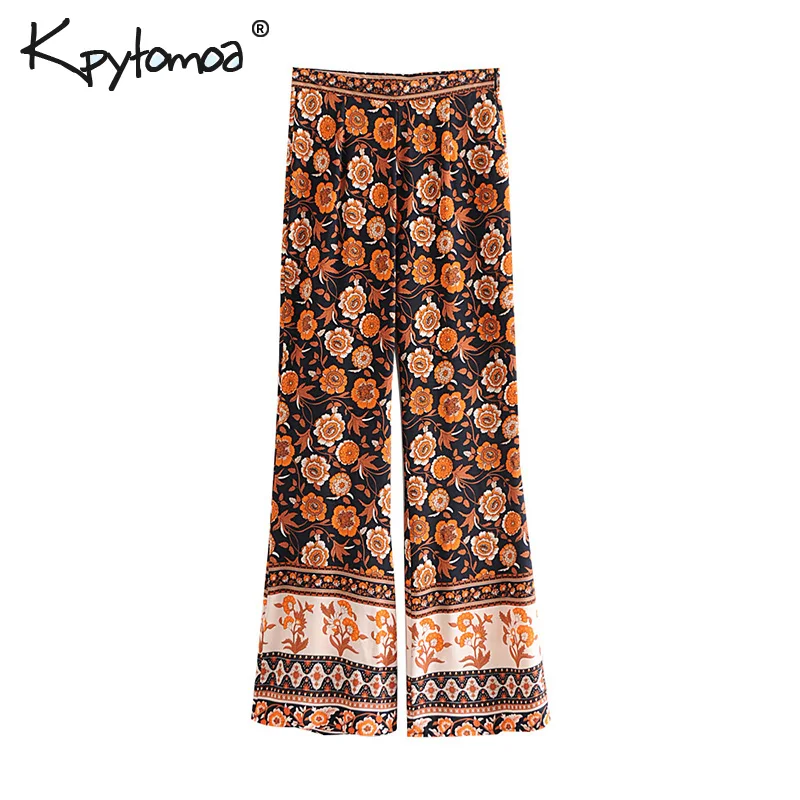 boho print flare pants
