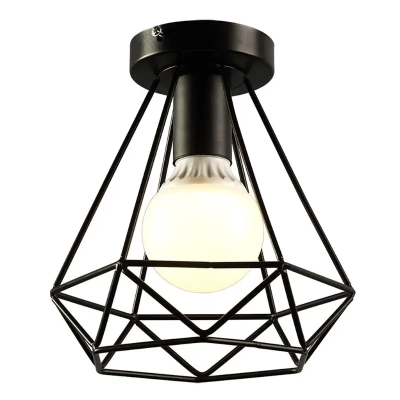 

Ceiling Lamp Holder Vintage Flush Mount Geometry Hollow Light Base Fixture American-Style Village Style For E27