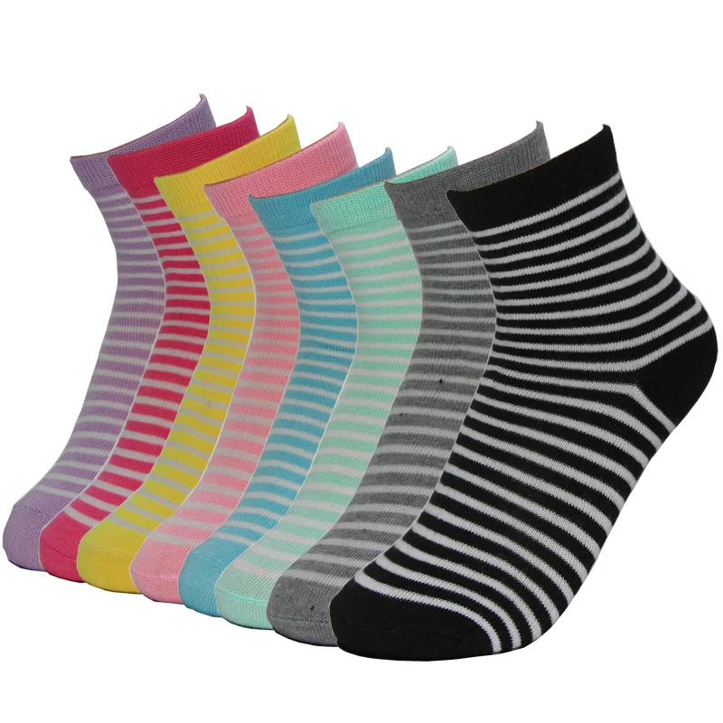 Модные новые весенне-летние женские полосатые однотонные короткие носки, костюмы для размеров 34-43, милые повседневные носки