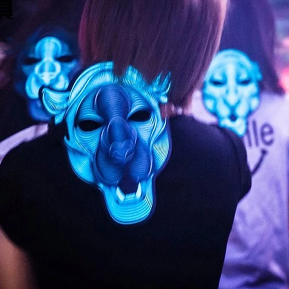 Светодиодная одежда с рисунком маски большие страшные маски холодный светильник Шлем Хэллоуин фестиваль вечерние светящиеся танцевальные устойчивые голосовые активированные музыкальные маски