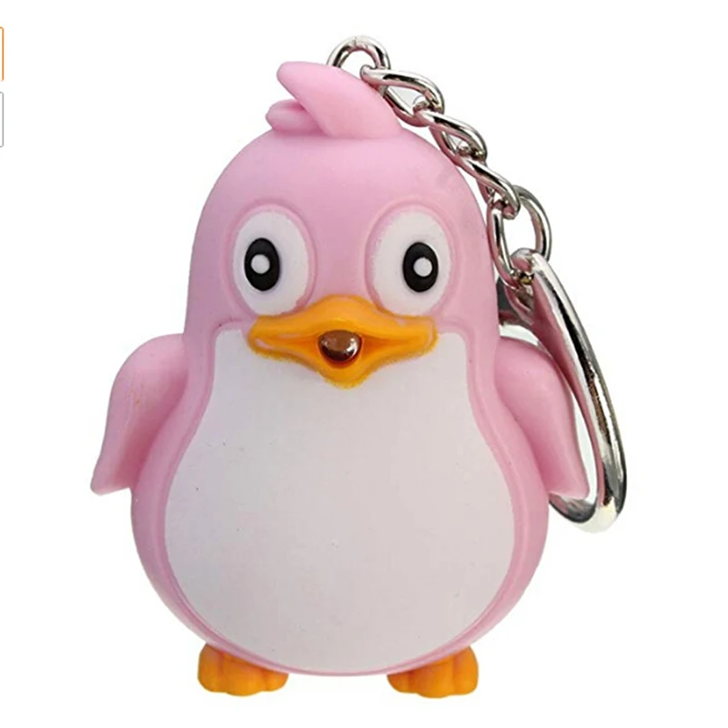 Cute Animal Penguin LED Light Vocal light keychain pendant mobile phone bag gift