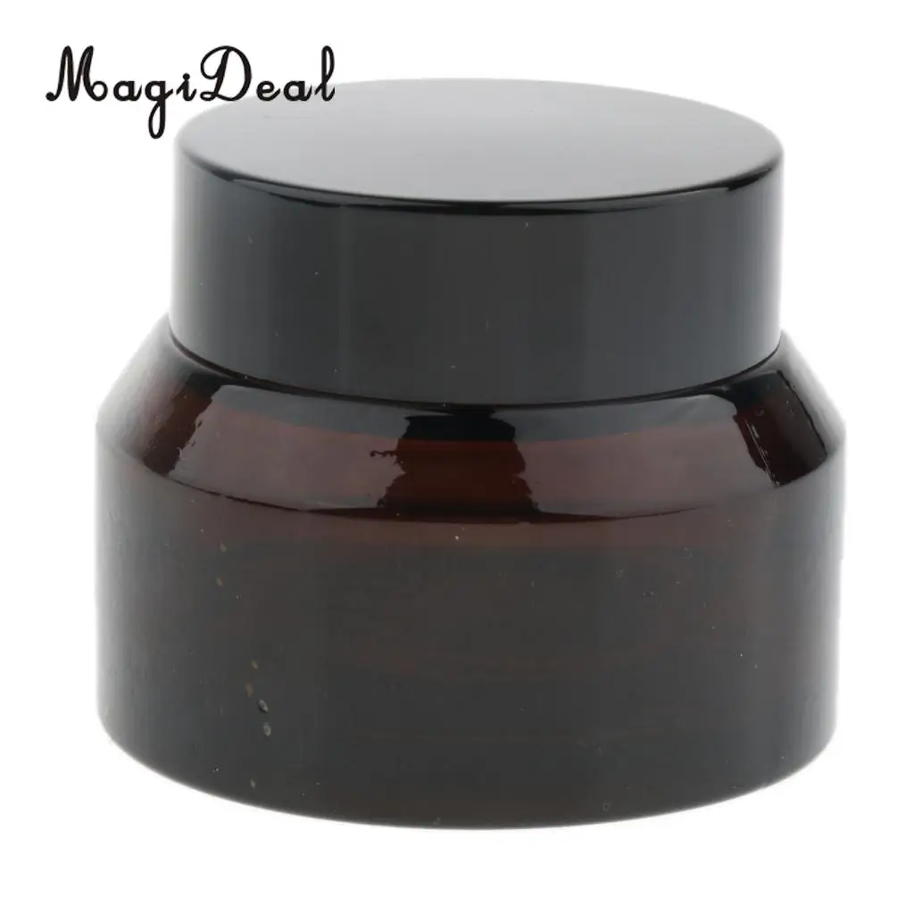6pcs Glass Empty Container Jar with Black Screw Top Lid for Cosmetic Makeup Sample Lotion Cream Lip Balm Nail Arts Eyeshadow