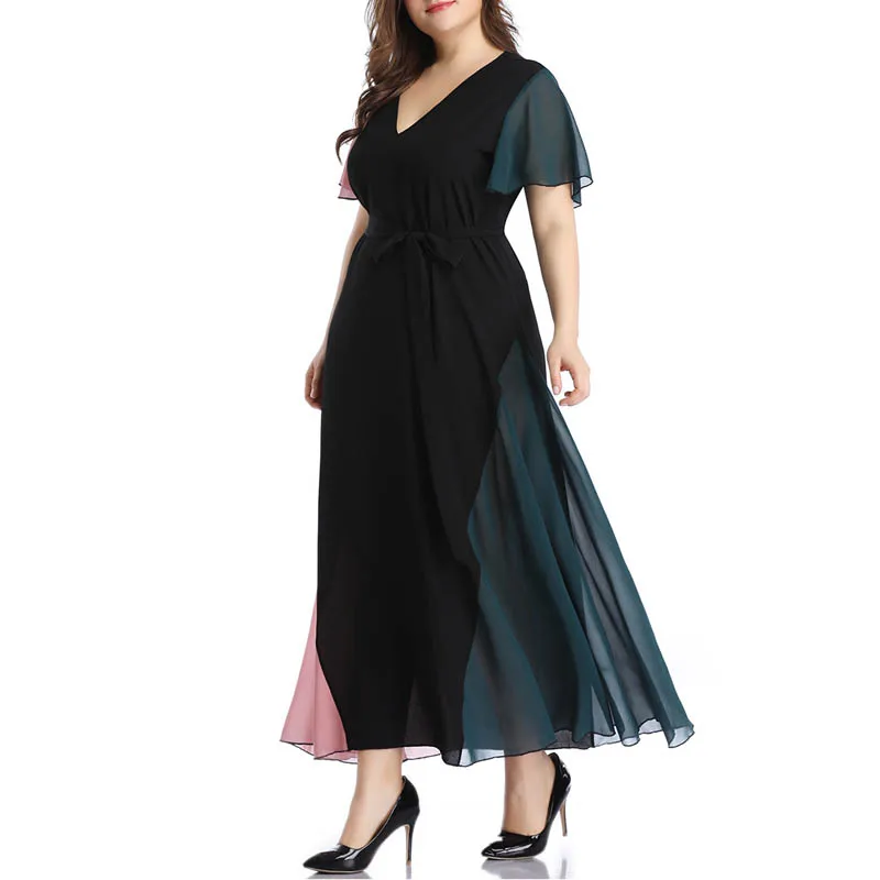 

Summer dress women plus size bust 140cm 5XL 6XL 7XL 8X 9XL V-neck dress women short sleeve