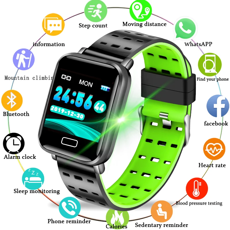 LIGE Woman Smart Sport Bracelet Man Blood Pressure Heart Rate Monitoring Pedometer Waterproof fitness Smart Watch for Android 