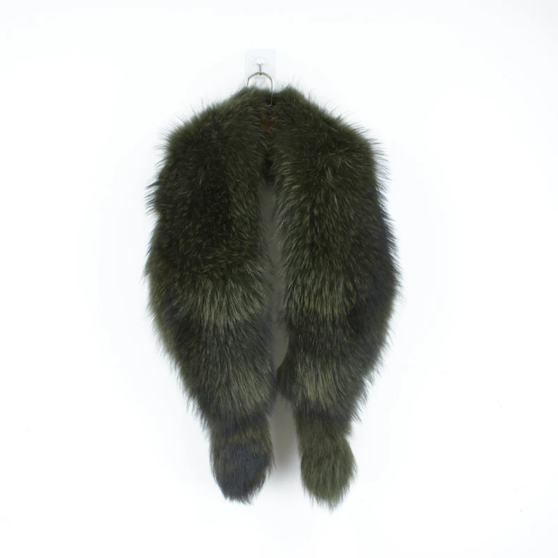 Роскошный женский шарф из натурального меха супер большой цельный кожаный меховой Палантин из натурального меха енота rf0024 - Цвет: Army Green