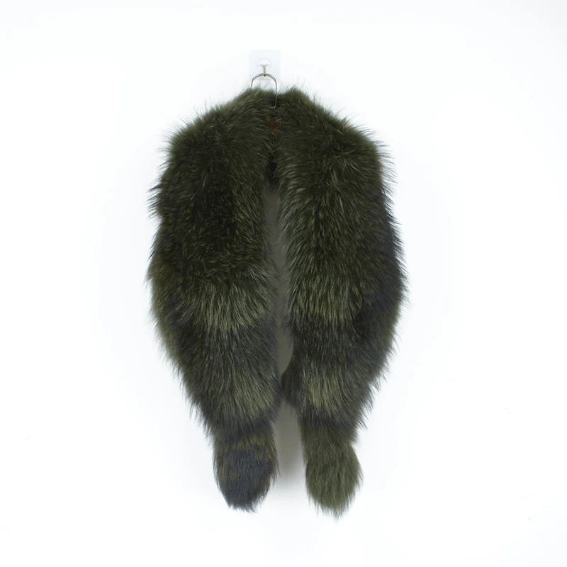 Army Green Роскошный женский шарф из натурального меха супер большой цельный кожаный меховой Палантин из натурального меха енота rf0024 - Цвет: Army Green