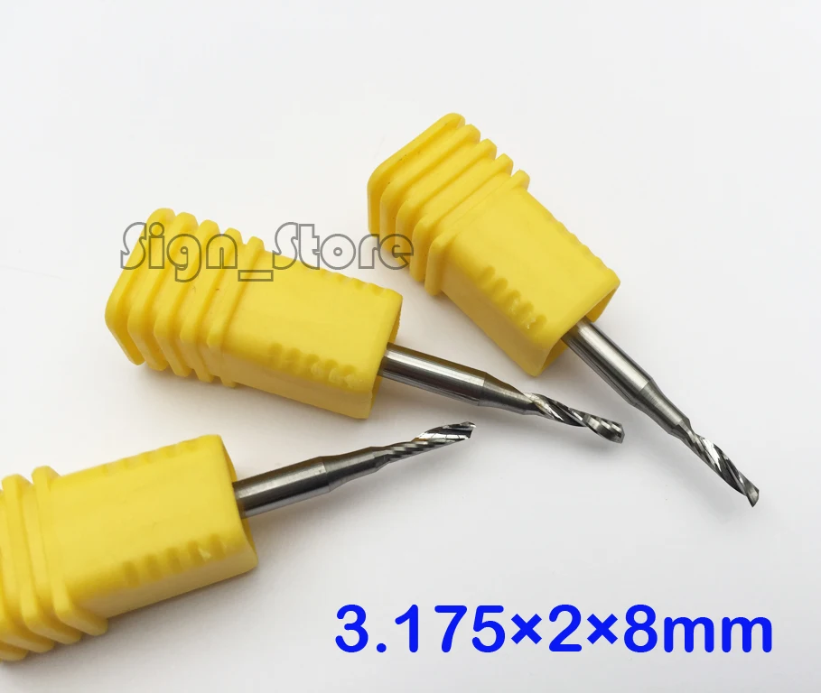 

3pcs 3.175*2*8 MM Single Flute Aluminum Cutting Tools, End Mill Bits, Spiral Cutters, Engraving Drill Bits, CNC Router Tools