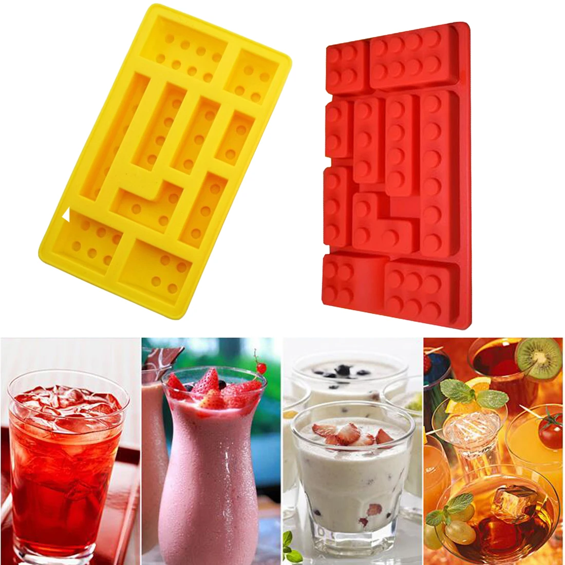 

10 Holes Brick Blocks Shaped Rectangular DIY Chocolate Silicone Mold Ice Cube Tray Cake Tools Fondant Moulds