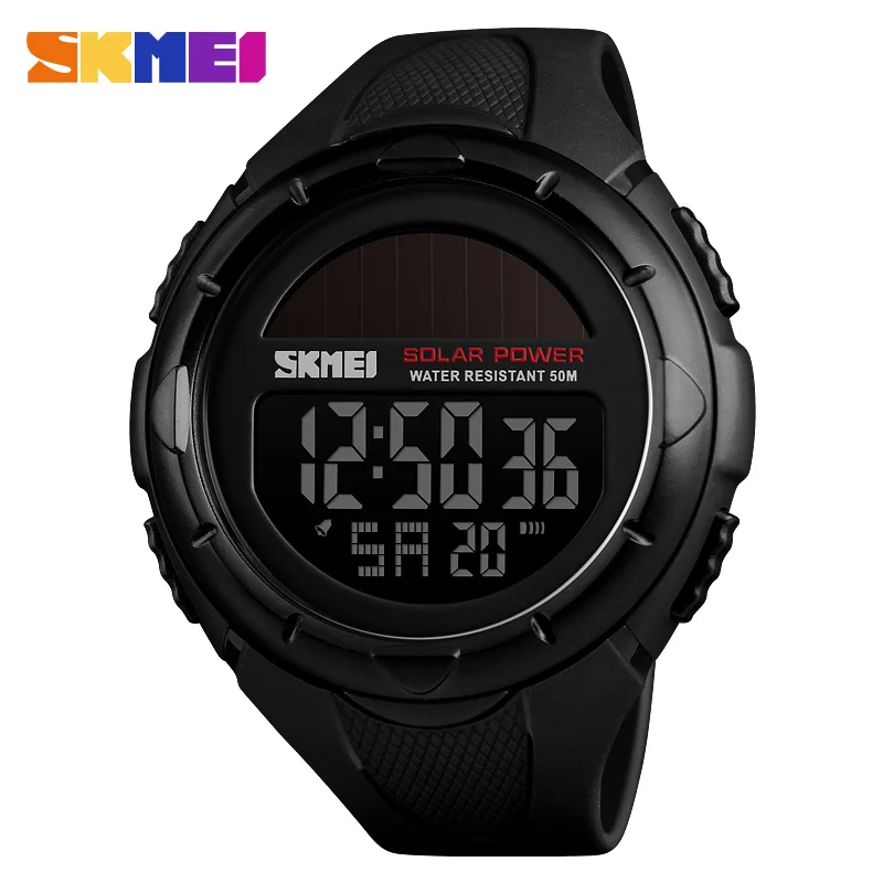 SKMEI спортивные часы Мужские цифровые наручные часы уличные солнечной энергии водонепроницаемые Роскошные мужские часы 1405 Relogio Masculino - Цвет: Black
