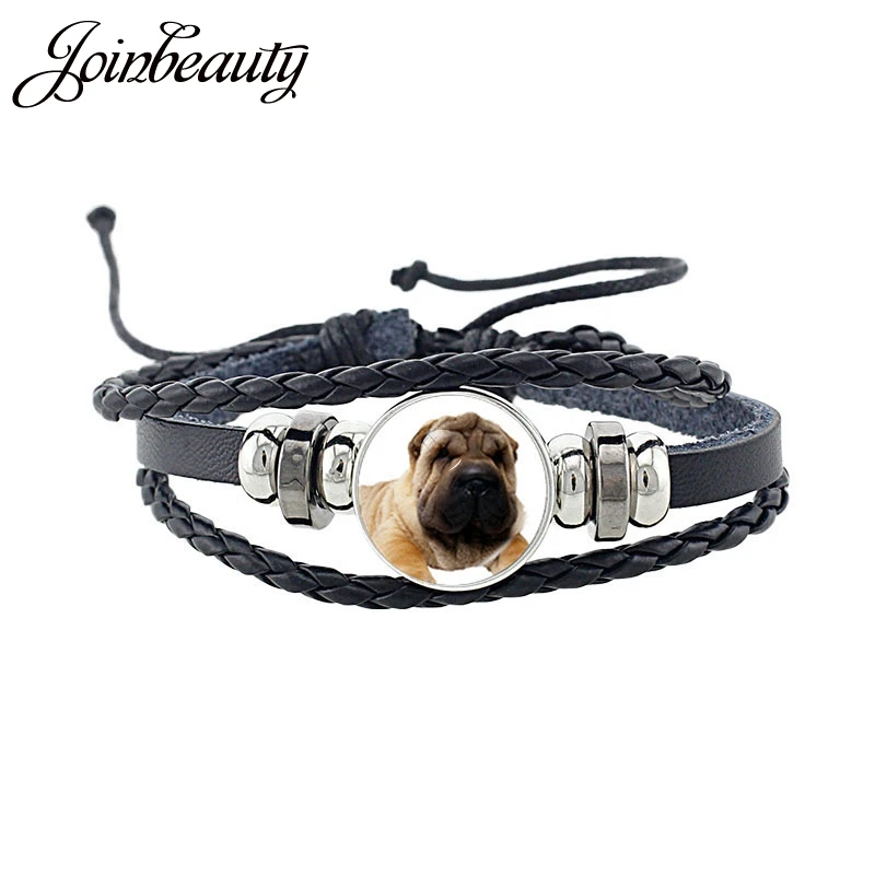 JOINBEAUTY Rottweiler стеклянный кабошон браслет Sheltie Shar Pei собака Многослойный кожаный