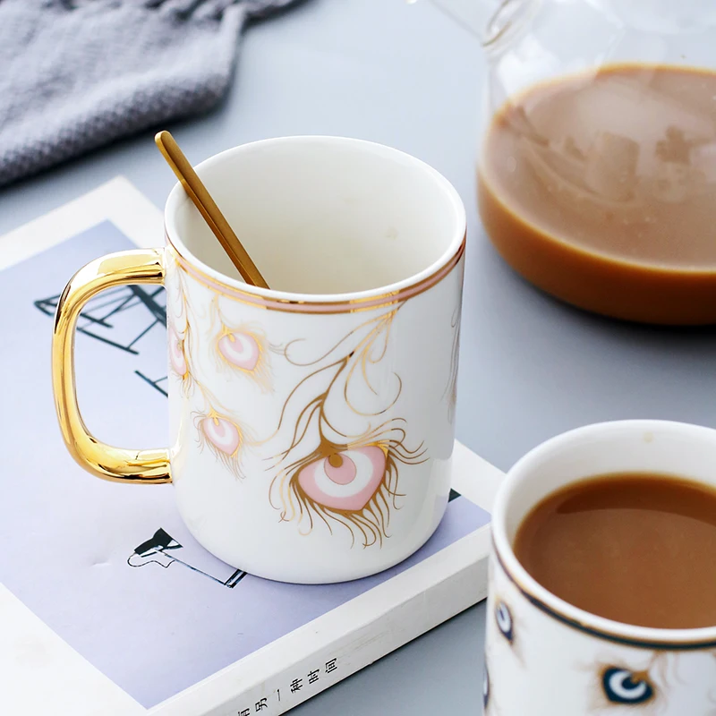 Oussirro творческий керамический кофе кружки кружка для чая молока с крышкой и ложкой Творческий Свадьба юбилей влюбленных подарок