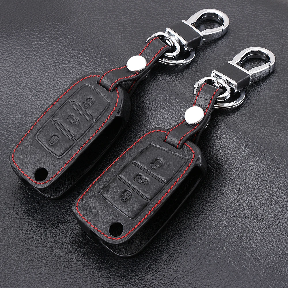 Кожаный чехол брелок с кольцом для ключей Skoda Octavia 2 A7 A5 Fabia Superb VW Polo Golf 4 5 6 7 Passat SEAT