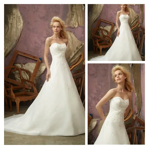 New Design Applique Sweetheart Wedding Gown Organza Dresses | Свадьбы и торжества