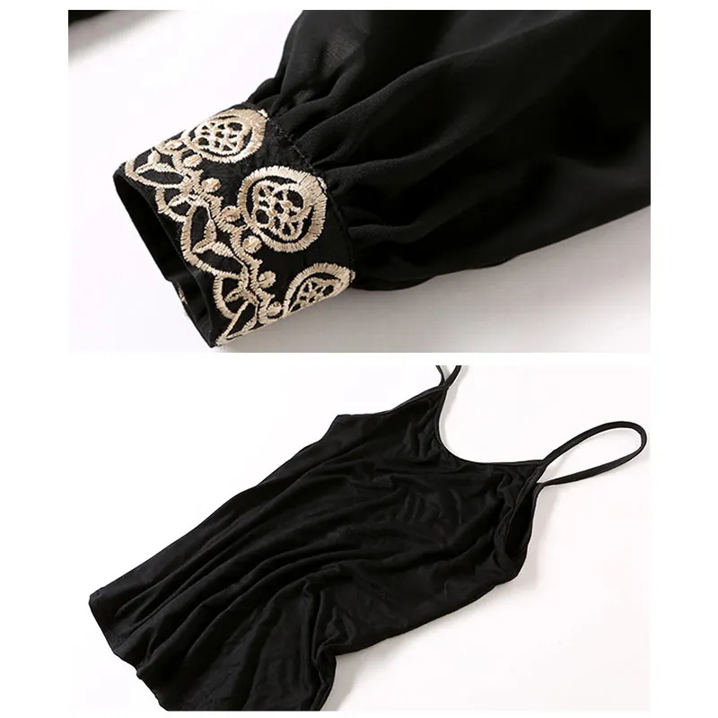 Willstage шифоновые женские блузки с рукавом-фонариком и цветочной вышивкой, рубашки из двух частей с нижним вырезом, топы, новинка, Осенние