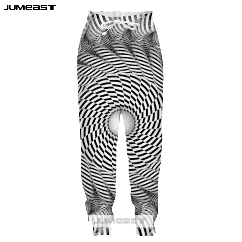 Jumeast 3D печать стереоскопический черно-белые полосы мужские/женские брюки Vertigo дизайн повседневные спортивные свободные размеры новинка длинные брюки - Цвет: 6