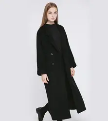 Manteau femme UK Новая мода 2019 осень/зима Женская дешевая одежда из смеси шерсти простое длинное пальто с нагрудными карманами
