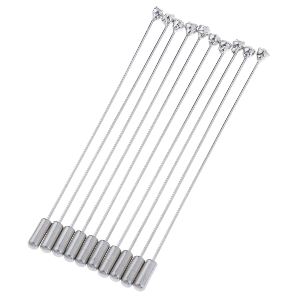 10pcs Lapel Pins for Men Crystal Pin for Wedding Boutonniere Stick Boutique