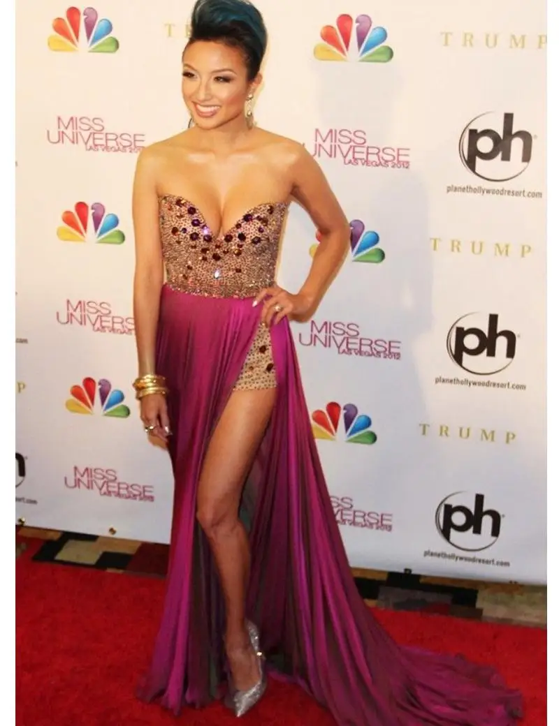 Jeannie Mai Miss Universe Sparkly Pageant Dress Short