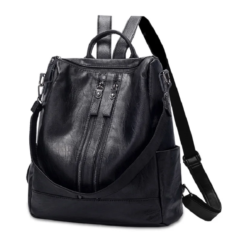 FashionSolidBlackBackpacksDayPacksschoolBagsPULeatherMenWomenCrossbodyBagbolsa