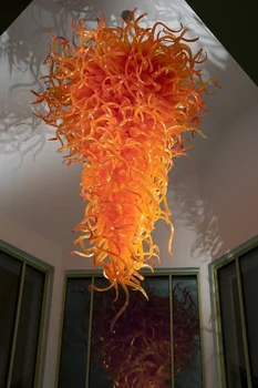 

Style Orange Crystal Chandelier Free Air Shipping Modern Art Glass Hand Blown Glass Chandelier Light