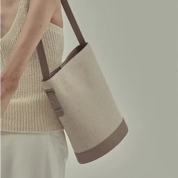 

NEW Canvas Bucket Over Shoulder Bag Casual Korean Style Japenese Fashion Fabric Messenger Bag 2019 Leisure Street Style Handbag