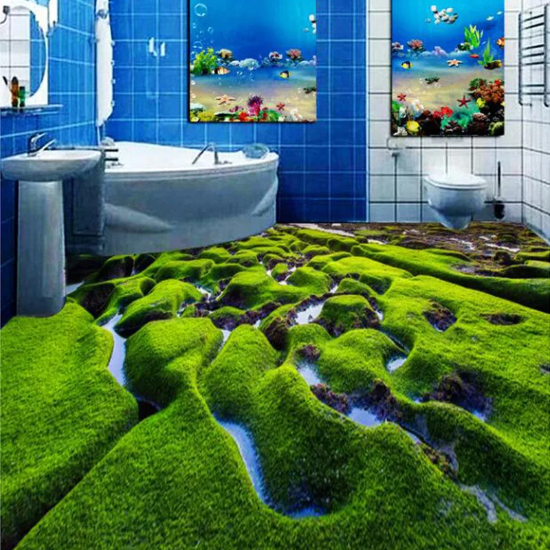 

Custom Floor Mural Bathroom Bedroom Kitchen 3D Floor Sticker Decor Wall Painting Self-adhesive Waterproof Vinyl Wallpaper Roll