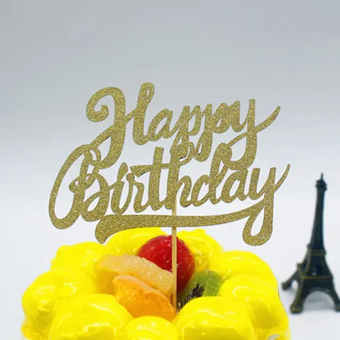 

1pc Shiny Happy Birthday Cake Flag Topper Multi Colors Cake Flags For Birthday Wedding Party New Years Cake Baking Decor