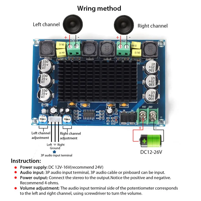 XH-M569 TPA3116D2 Два чипа двухканальный предусилитель 150 Вт x 2 высокой мощности Цифровой усилитель доска C3-004