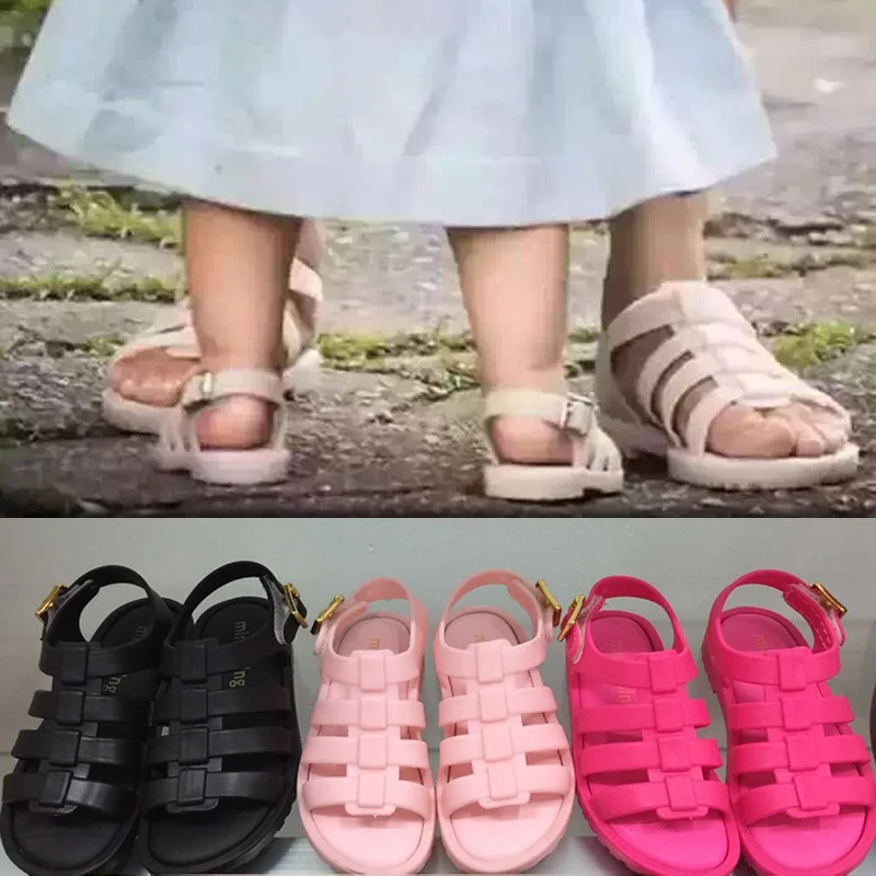 Mini Melissa/ г.; детская прозрачная обувь; римские сандалии для девочек и мальчиков; детская обувь с перфорацией; нескользящие сандалии; обувь высокого качества
