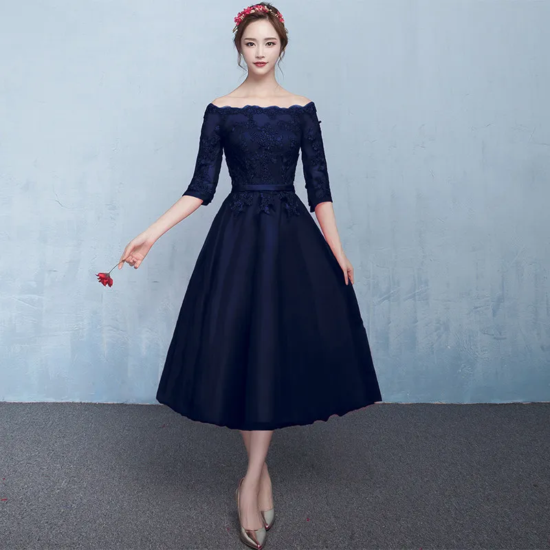 Robe de soiree 2022 Navy blue Boat Neck 