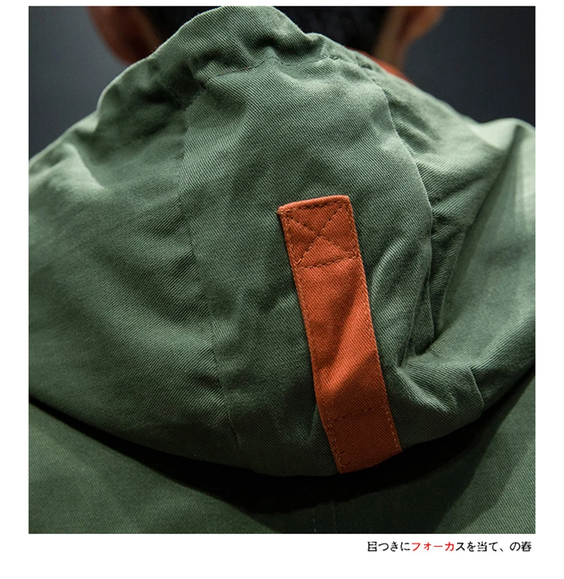 Army Green Trench Coat Men Korean Style Fashion Clothing Male Hooded Trench Coat Jacket Mens  (30)