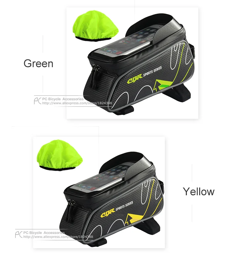 Top CBR Bicycle Front Tube Bags 6 Inch Phone Touch Screen MTB PU Waterproof Bike Cycling Beam Saddle Bag Mountain Bike Accessories 6