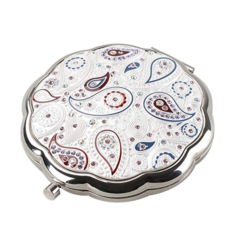 1PC Pocket Mirror Portable Vintage Folding Round Makeup Mirrors Double