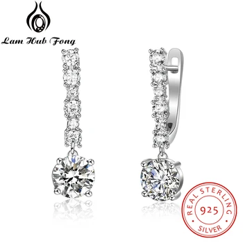 

925 Sterling Silver Brilliant Cubic Zirconia Hoop Earrings Wedding Earrings for Brides Women Jewelry Accessories (Lam Hub Fong)
