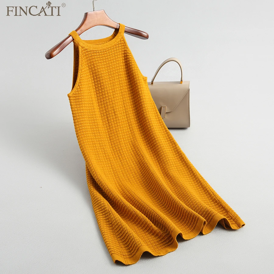 

Women Dress Fincati 2018 Autumn Winter Knitted Mini Dress Sexy Tank O-Neck Solid 7 Colors All-Match Cute A-Line Femme