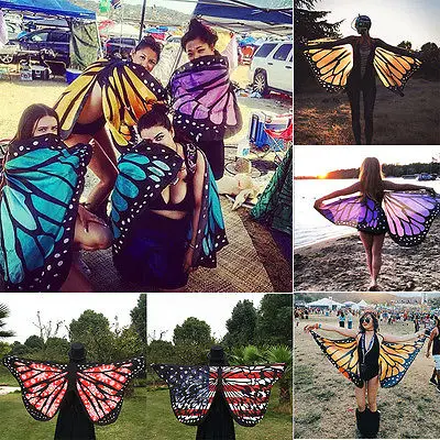 

Multi-style Colorful Soft Fabric Butterfly Wings Fairy Ladies Nymph Pixie Costume Accessory Womoen Beach Scarves Wraps
