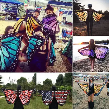 

Multi-style Colorful Soft Fabric Butterfly Wings Fairy Ladies Nymph Pixie Costume Accessory Womoen Beach Scarves Wraps