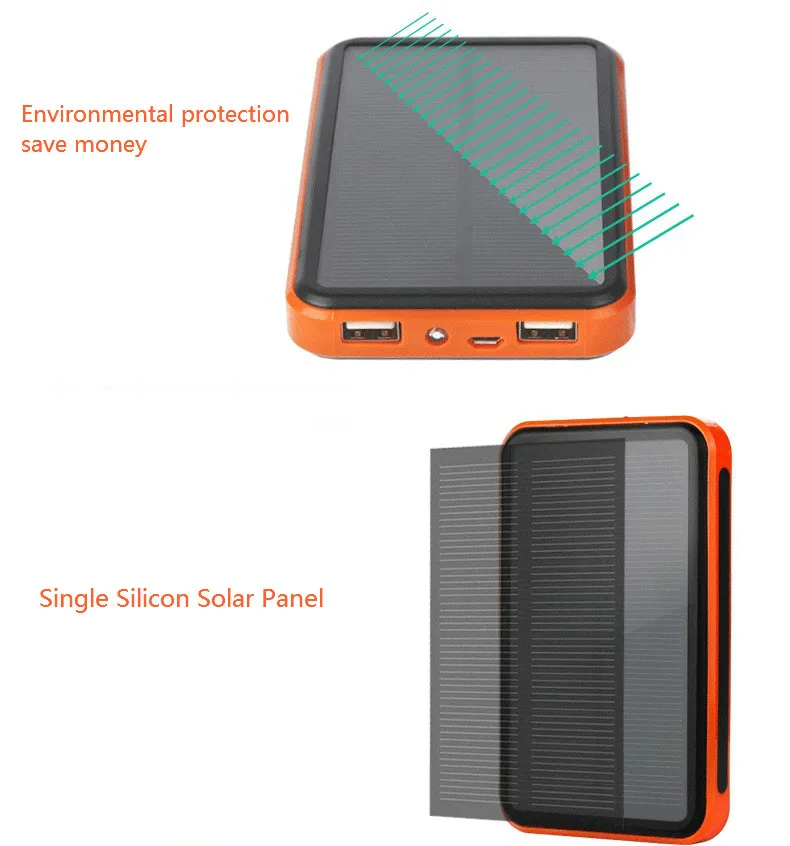 Солнечный внешний аккумулятор, двойной USB внешний аккумулятор, 30000 мА/ч, водонепроницаемый внешний аккумулятор, внешняя портативная солнечная панель, универсальный