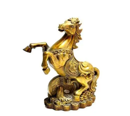 

Chinese Fengshui Bronze Wealth YuanBao Money zodiac Animal Horse Bronze Statue