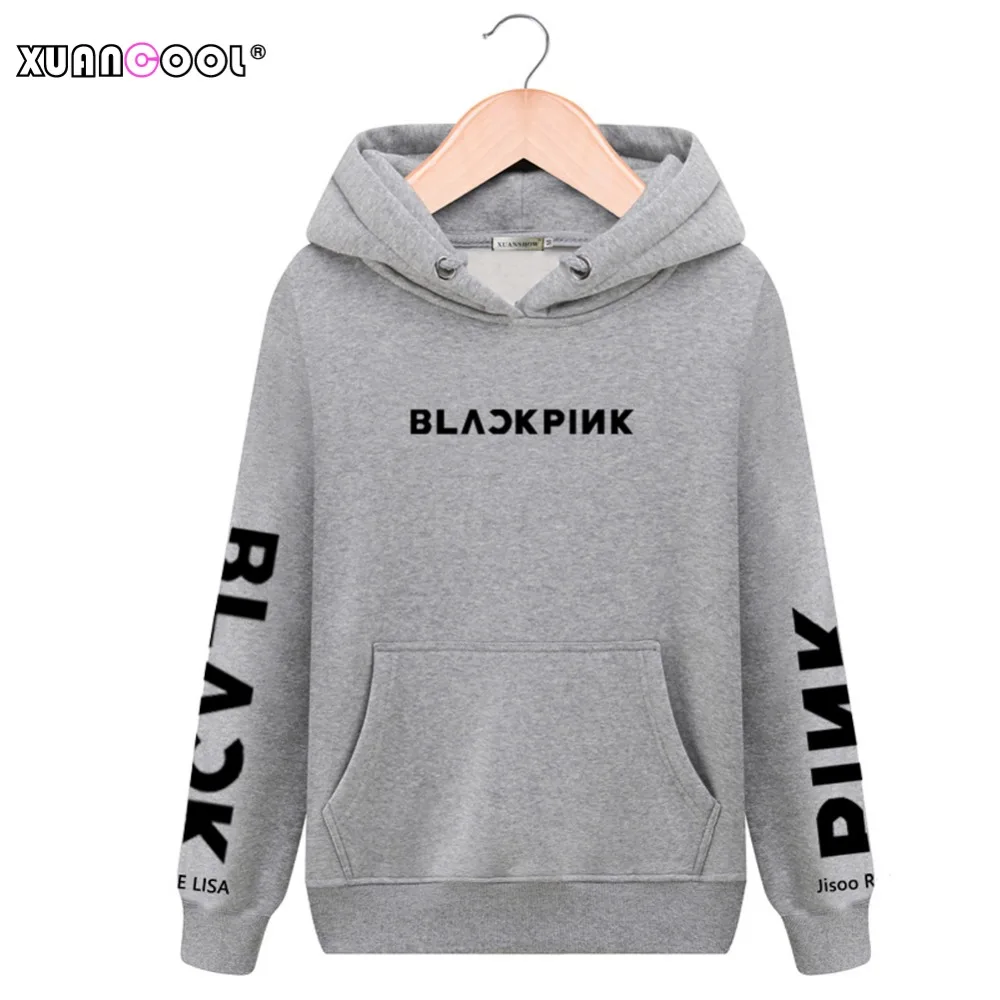  XUANCOOL Kpop Blackpink Korean Hoodies Fleece Long Sleeve Women Hooded Jacket Pullovers Clothes Mol