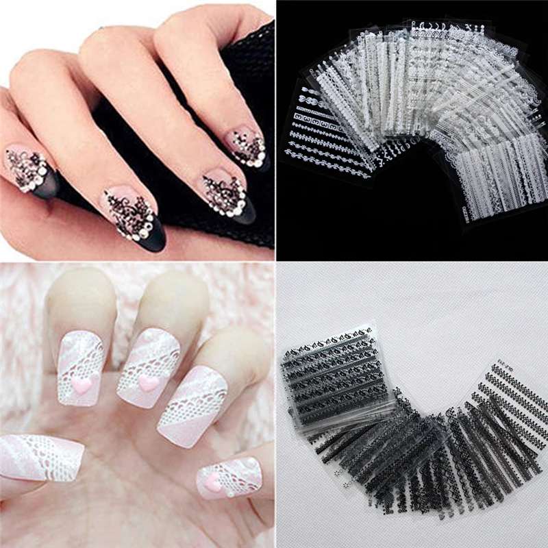 

Sticker for nail 30 Sheets 3D Lace Nail Art Stickers DIY Tips Decal Manicure Tools stickers for nails for girls 0109
