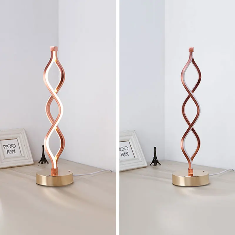 Billig Moderne LED Tisch Licht Kreative Design Spirale Acryl Kunst Tisch Lampen Für Schlafzimmer Nacht Dekoration Und Beleuchtung