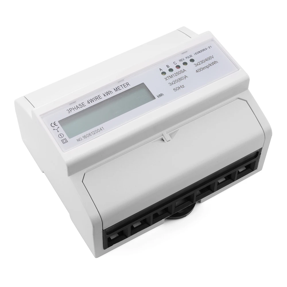 

Digital LCD 50Hz 3x20(80)A KWH Power Energy Meter 3-Phase 4-Wire DIN Rail TE558
